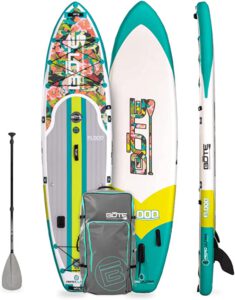 A standup paddle board fit for a king or queen, the BOTE inflatable standup paddle board is as stylish as it is durable. Made from military-grade PVC, it can handle even the toughest waters. Lightweight and portable, you can take it on any adventure, and it'll come out unscathed.