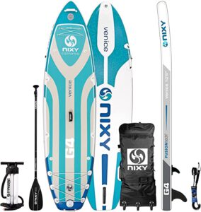 The NIXY Manhattan G4 paddle board: sleek, lightweight, and perfect for yoga and other adventures.